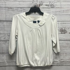 Westbound Off White Button-Accent Blouse